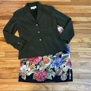 🎤🎉 Olive Rena Rowan Jacket Sz 12 / Talbots Floral Skirt Sz 14 Combination Outfit